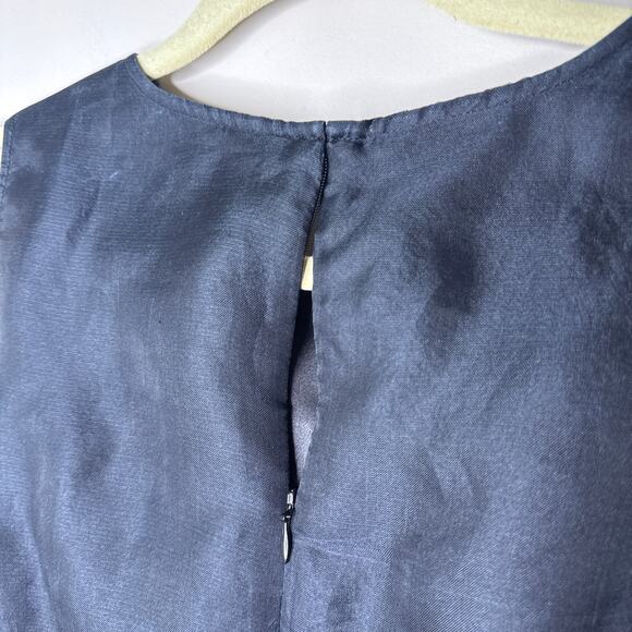 Samuel Dong 100% Silk 3D Rosette‎ Brodee Organza Shift Dress Size 8 Black - Picture 4 of 9